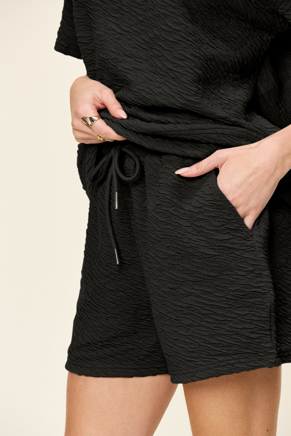 Double Take Full Size Texture Short Sleeve T-Shirt and Drawstring Shorts Set Apparel/Tops Double Take Ship from USA TikTok Tops Trendsi USPS Walmart Walmart Apparel Trendsi https://www.cyberehub.com