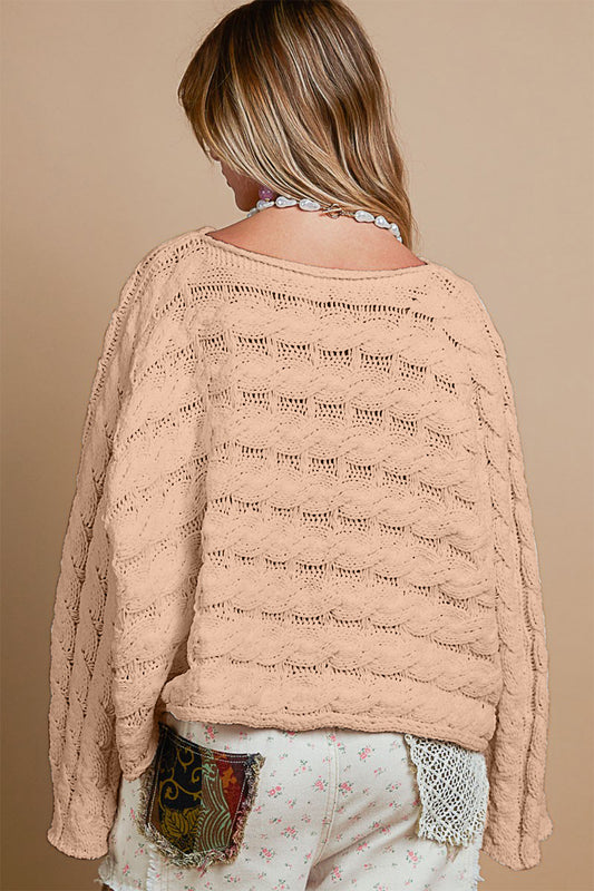 POL Round Neck Cable Knit Cropped Sweater Shirt Apparel Clothing Tops POL Ship from USA Shirts USA Women Trendsi https://www.cyberehub.com