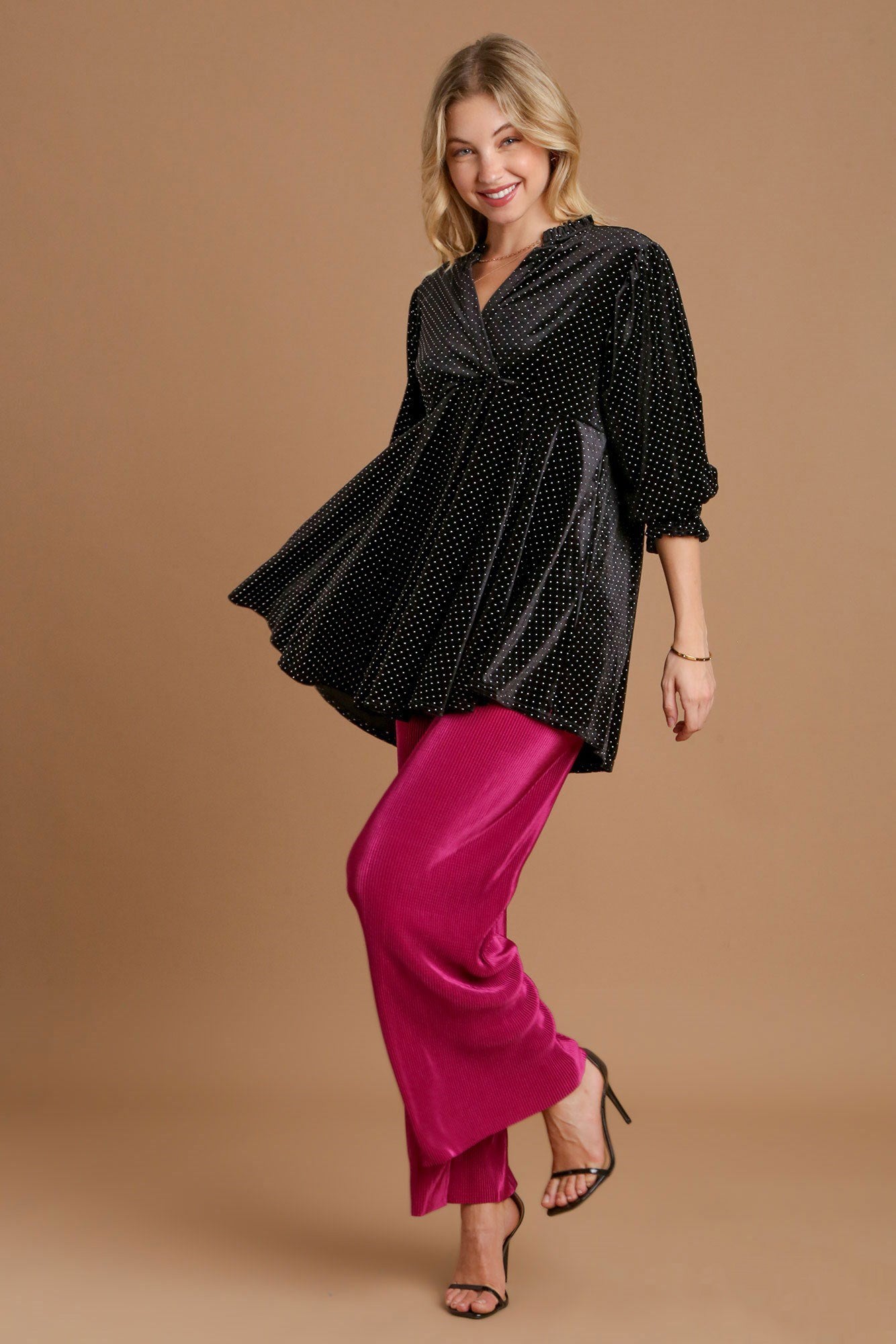 Umgee Full Size Beaded Frill Flounce Sleeve Velvet Babydoll Blouse Apparel Apparel Ship from USA TikTok Trendsi Umgee USA Trendsi https://www.cyberehub.com