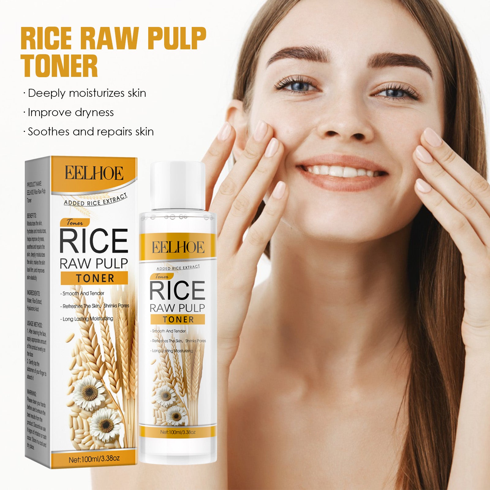 Rice Raw Pulp Toner, Moist Firming Shine Bright Skin Contractive Pore Skin Care Water Health Eprolo https://www.cyberehub.com