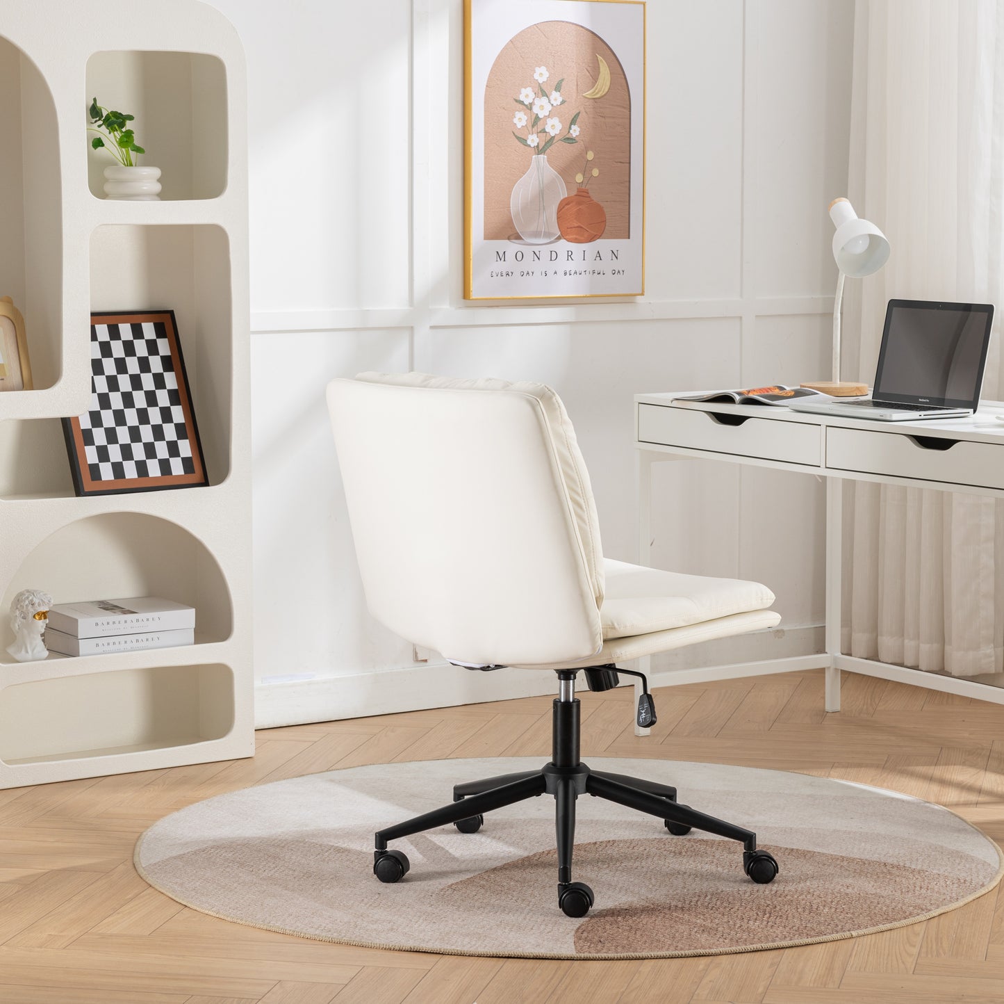 Bizerte Adjustable Swivel Criss-Cross Chair, Wide Seat/ Office Chair /Vanity Chair, White Furniture Giga GNJ Home Home & Garden Home Goods Walmart Giga https://www.cyberehub.com