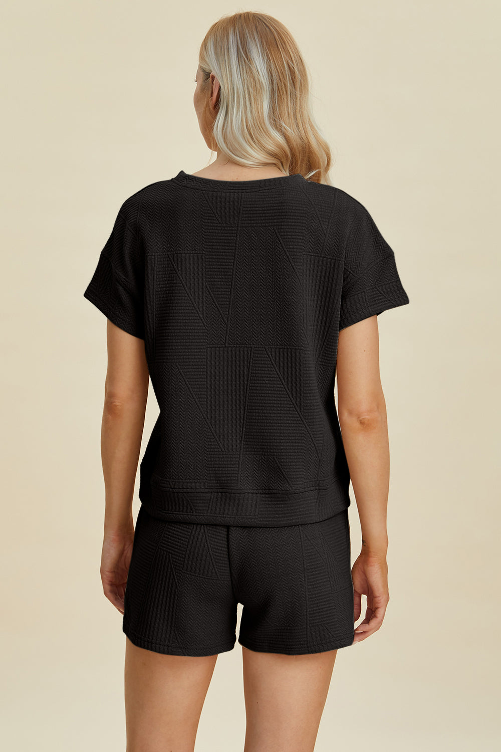 Double Take Full Size Texture Short Sleeve Top and Shorts Set Tops/Jackets/Sweaters Clothing Tops Double Take Outlets 2.20-3.30 Ship from USA TikTok Trendsi USPS Walmart Trendsi https://www.cyberehub.com