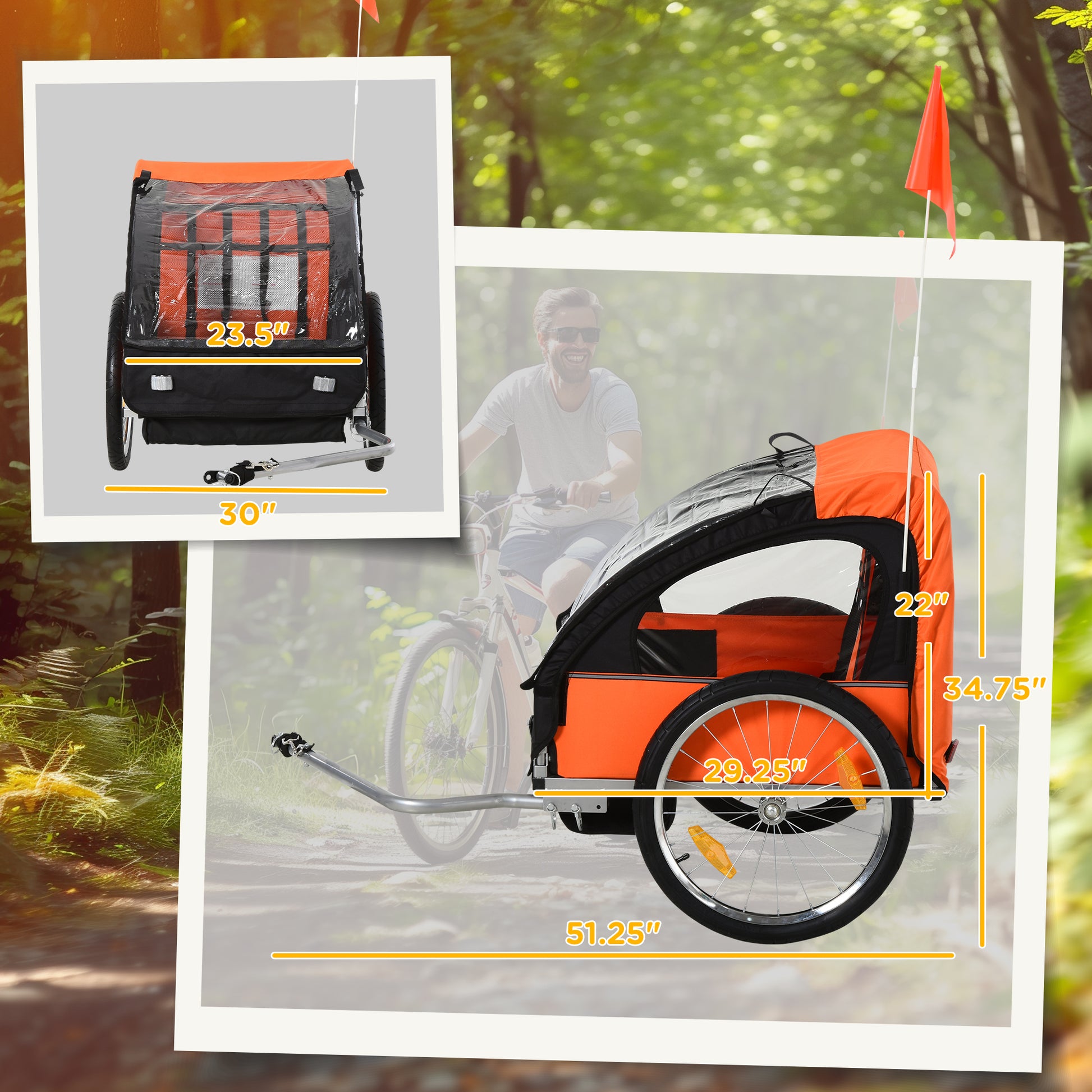 Aosom 2-Seat Child Bike Trailer for Kids with a Strong Steel Frame, 5-Point Safety Harnesses, & Comfortable Seat, Orange Car Giga GNJ Toys Walmart Giga https://www.cyberehub.com