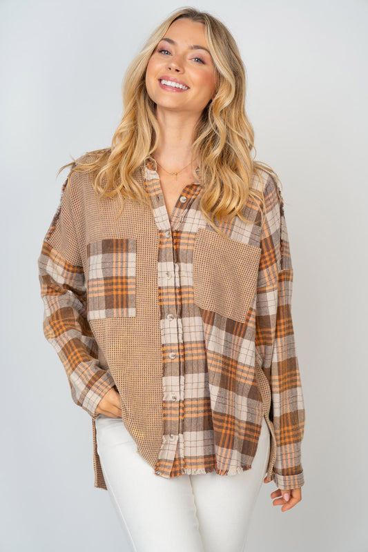 White Birch Full Size Contrast Plaid Button Down Shirt Brown Tops/Jackets/Sweaters Clothing Tops Ship from USA TikTok Trendsi USPS Walmart White Birch Trendsi https://www.cyberehub.com