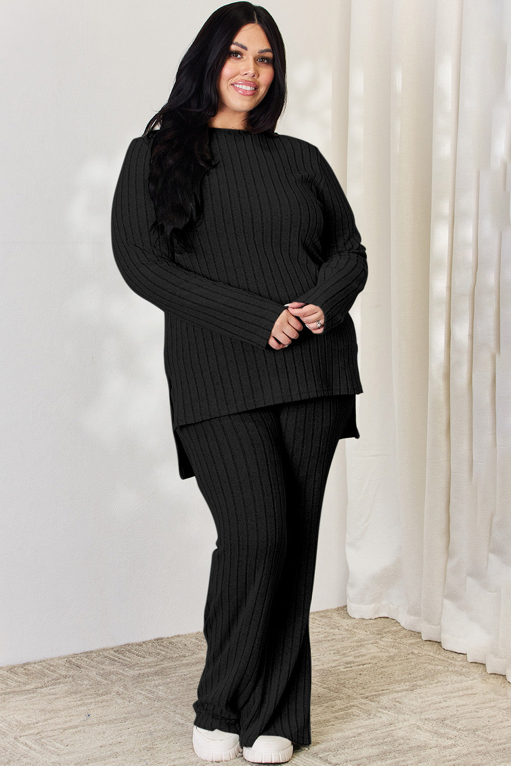 Basic Bae Full Size Ribbed High-Low Top and Wide Leg Pants Set Apparel/Tops Basic Bae Ship from USA TikTok Tops Trendsi USPS Walmart Walmart Apparel Trendsi https://www.cyberehub.com
