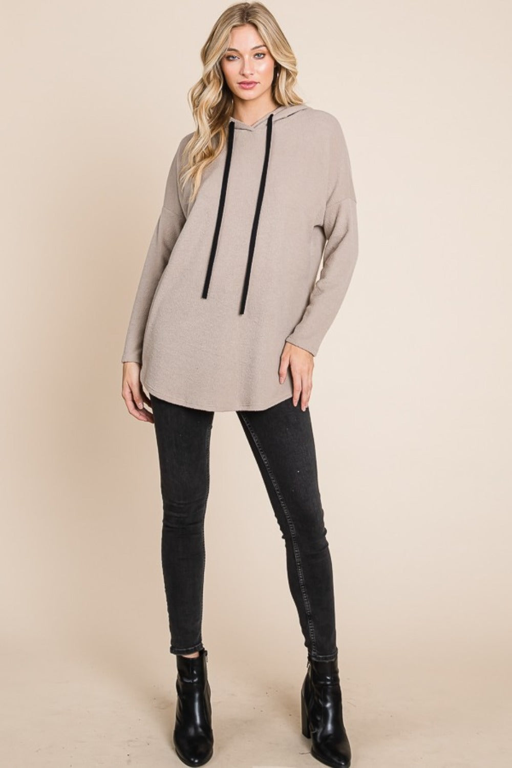 BOMBOM Contrast Drawstring Drop Shoulder Knit Hoodie Tops/Jackets/Sweaters BOMBOM Clothing Tops Ship from USA TikTok Trendsi USPS Walmart Trendsi https://www.cyberehub.com