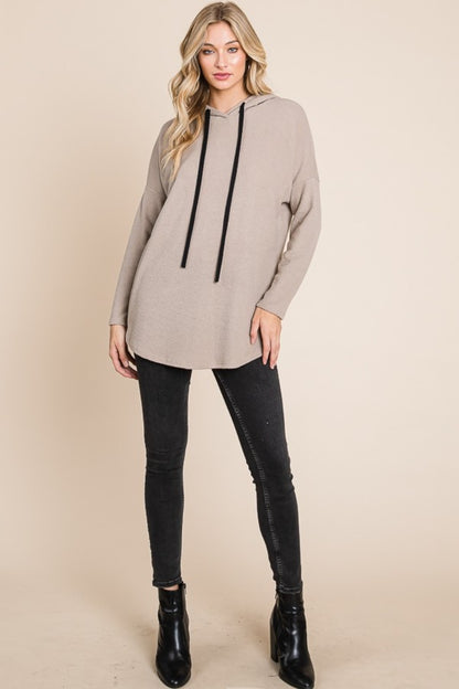 BOMBOM Contrast Drawstring Drop Shoulder Knit Hoodie Tops/Jackets/Sweaters BOMBOM Clothing Tops Ship from USA TikTok Trendsi USPS Walmart Trendsi https://www.cyberehub.com