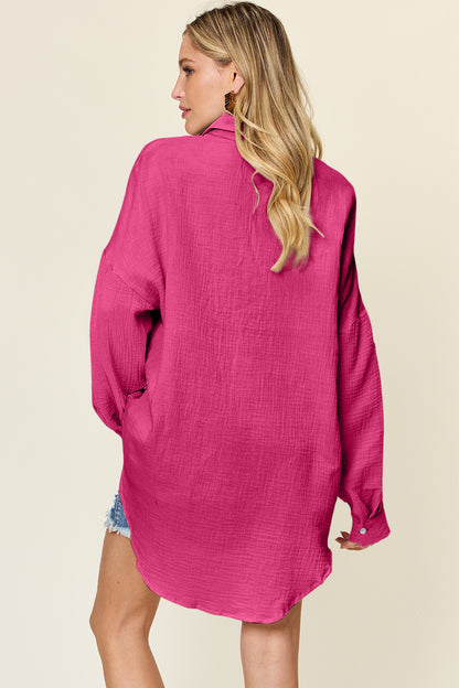 Double Take Full Size Pocketed Texture Button Up Shirt Apparel/Tops Double Take Ship from USA TikTok Tops Trendsi USPS Walmart Walmart Apparel Trendsi https://www.cyberehub.com