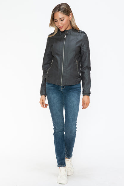 Snobbish PU Leather Biker Jacket with Side Zip Pockets Apparel Featured Ship from USA Snobbish Tiktok Trendsi USA USPS Walmart Trendsi https://www.cyberehub.com