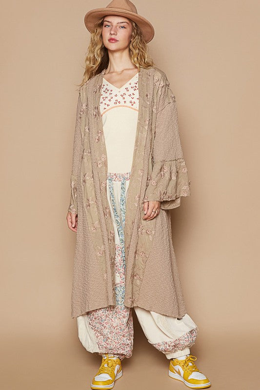 POL Flower Lace Trim Open Front Longline Cardigan Apparel Apparel POL Ship from USA TikTok Trendsi Trendsi https://www.cyberehub.com