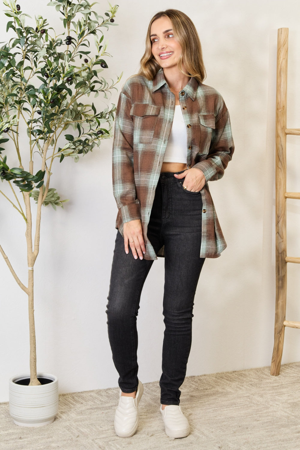 Mandy Plaid Dropped Shoulder Shirt Apparel/Tops Doorbusters Mandy Ship from USA TikTok Tops Trendsi USPS Walmart Walmart Apparel Trendsi https://www.cyberehub.com