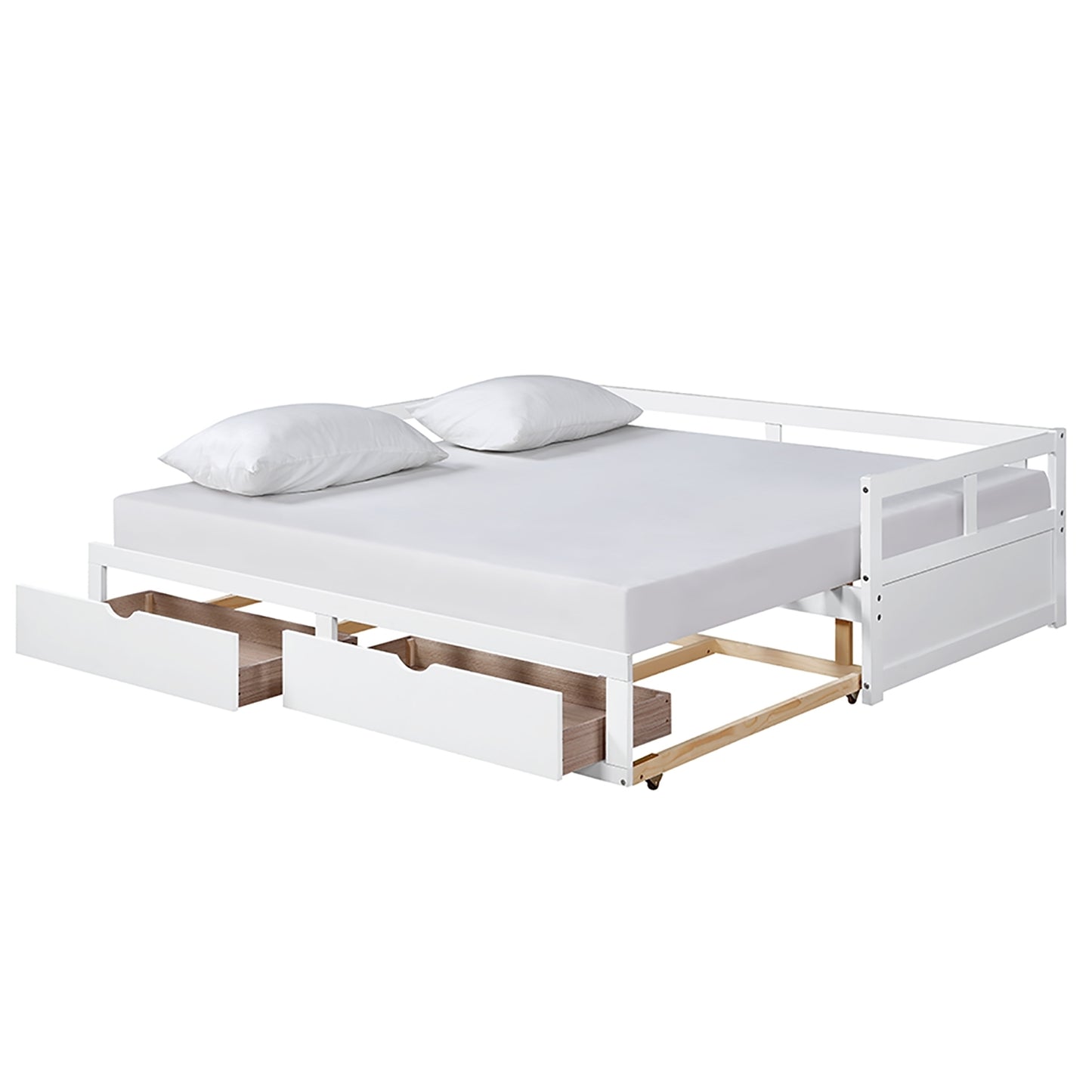 Wooden Daybed with Trundle Bed and Two Storage Drawers , Extendable Bed Daybed,Sofa Bed for Bedroom Living Room,White Furniture Giga GNJ Home Home & Garden Home Goods Walmart Giga https://www.cyberehub.com