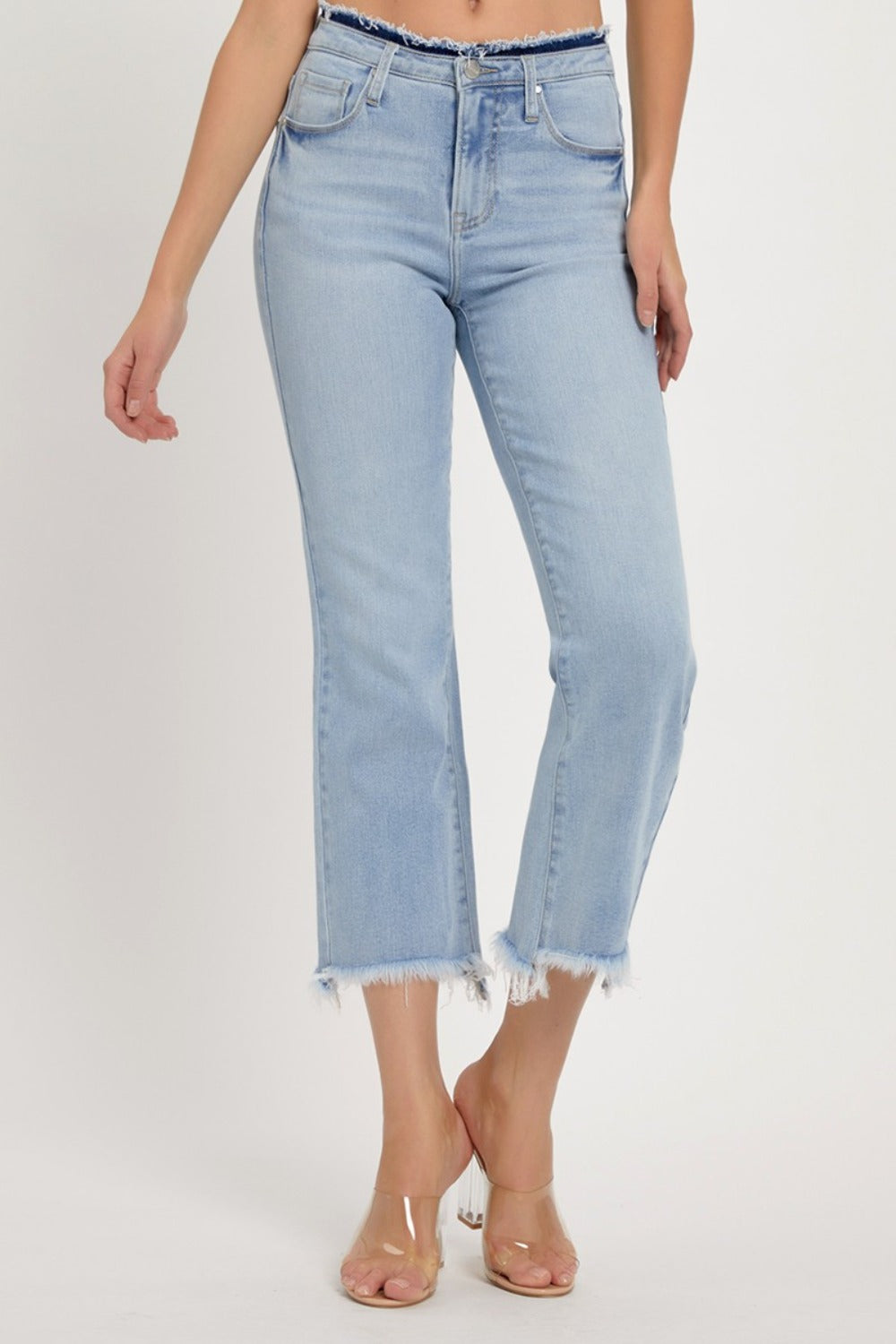 RISEN Full Size High Rise Raw Edge Crop Jeans Bottoms Bottoms Clothing RISEN Ship from USA Women Trendsi https://www.cyberehub.com