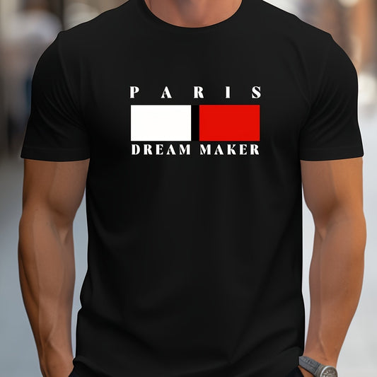 Parisian Dreamer Maker Graphic Printed Men's Creative Top, Casual Short Sleeve Round Neck T-shirt, Summer Outdoor Men's Clothing Apparel/Shirt/Graphic Shirt SNULLO https://www.cyberehub.com