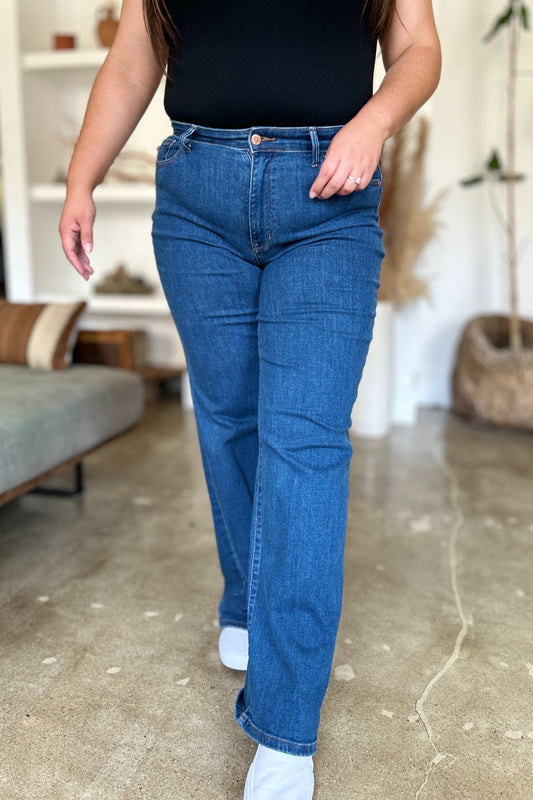 Judy Blue Full Size High Rise Straight Jeans Medium Bottoms Bottoms Clothing Judy Blue Pants Ship from USA Women Trendsi https://www.cyberehub.com