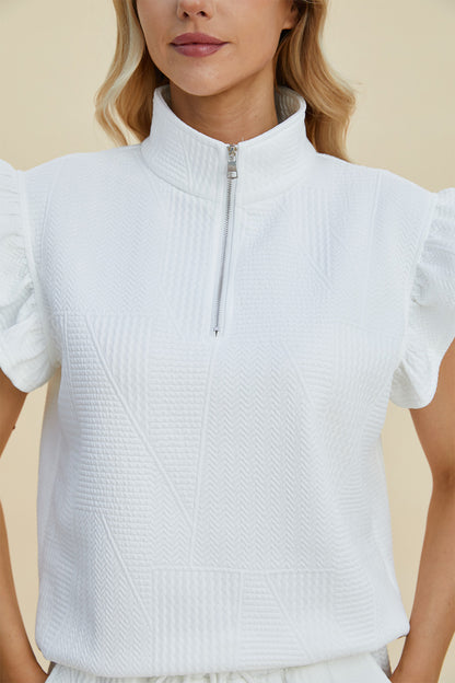 Double Take Full Size Texture Flounce Sleeve Top and Shorts Set Tops/Jackets/Sweaters Clothing Tops Double Take Ship from USA TikTok Trendsi USPS Walmart Trendsi https://www.cyberehub.com