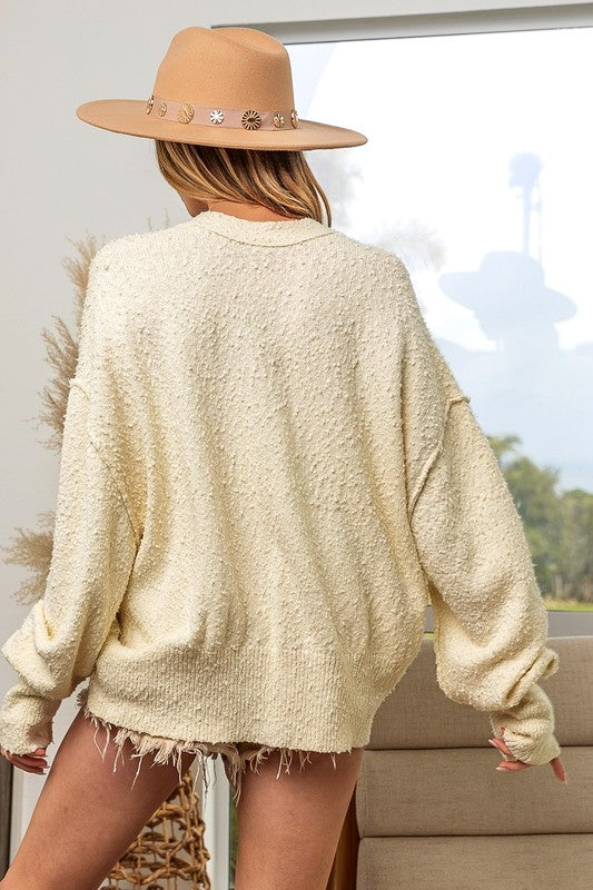 BiBi V-Neck Button Up Dropped Shoulder Cardigan Cream Tops/Jackets/Sweaters BiBi Clothing Tops Ship from USA TikTok Trendsi USPS Walmart Trendsi https://www.cyberehub.com