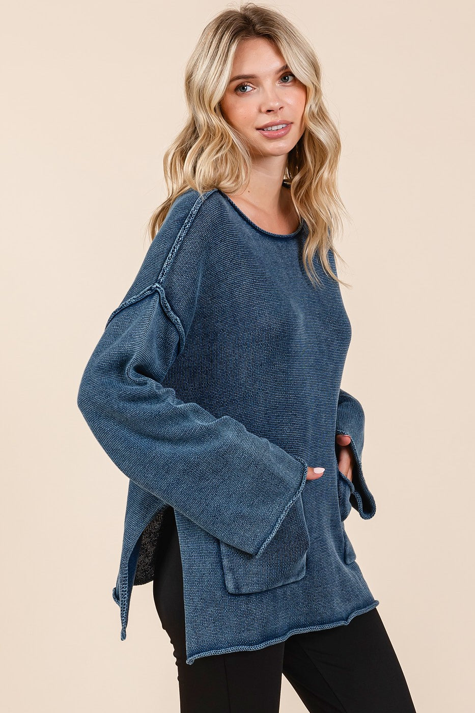 Mittoshop Mineral Wash Patch Pocket Cut Edge Sweater Tops/Jackets/Sweaters Clothing Tops Mittoshop Ship from USA TikTok Trendsi USPS Walmart Trendsi https://www.cyberehub.com