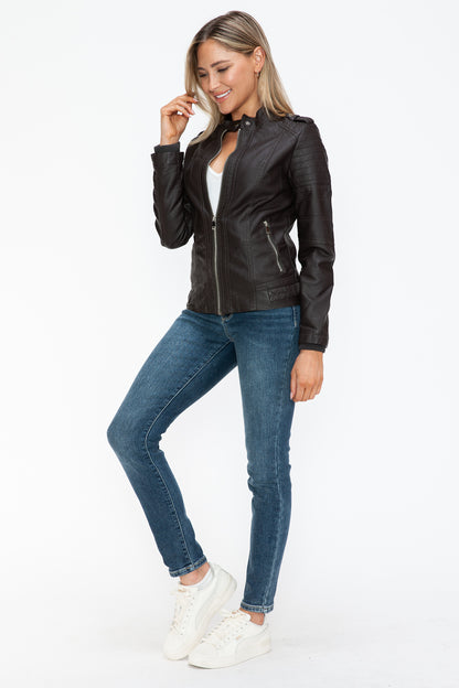 Snobbish PU Leather Biker Jacket with Side Zip Pockets Tops/Jackets/Sweaters Clothing Tops Ship from USA Snobbish TikTok Trendsi USPS Walmart Trendsi https://www.cyberehub.com