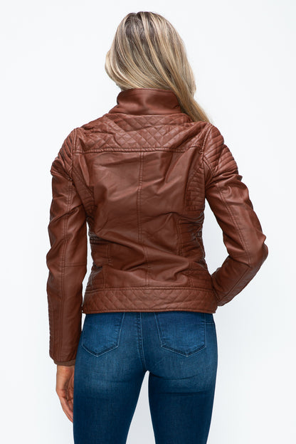 YMI Faux Layered Double-Zipper Jacket with Fuzzy Hood Tops/Jackets/Sweaters Clothing Tops Ship from USA TikTok Trendsi USPS Walmart YMI outerwear Trendsi https://www.cyberehub.com