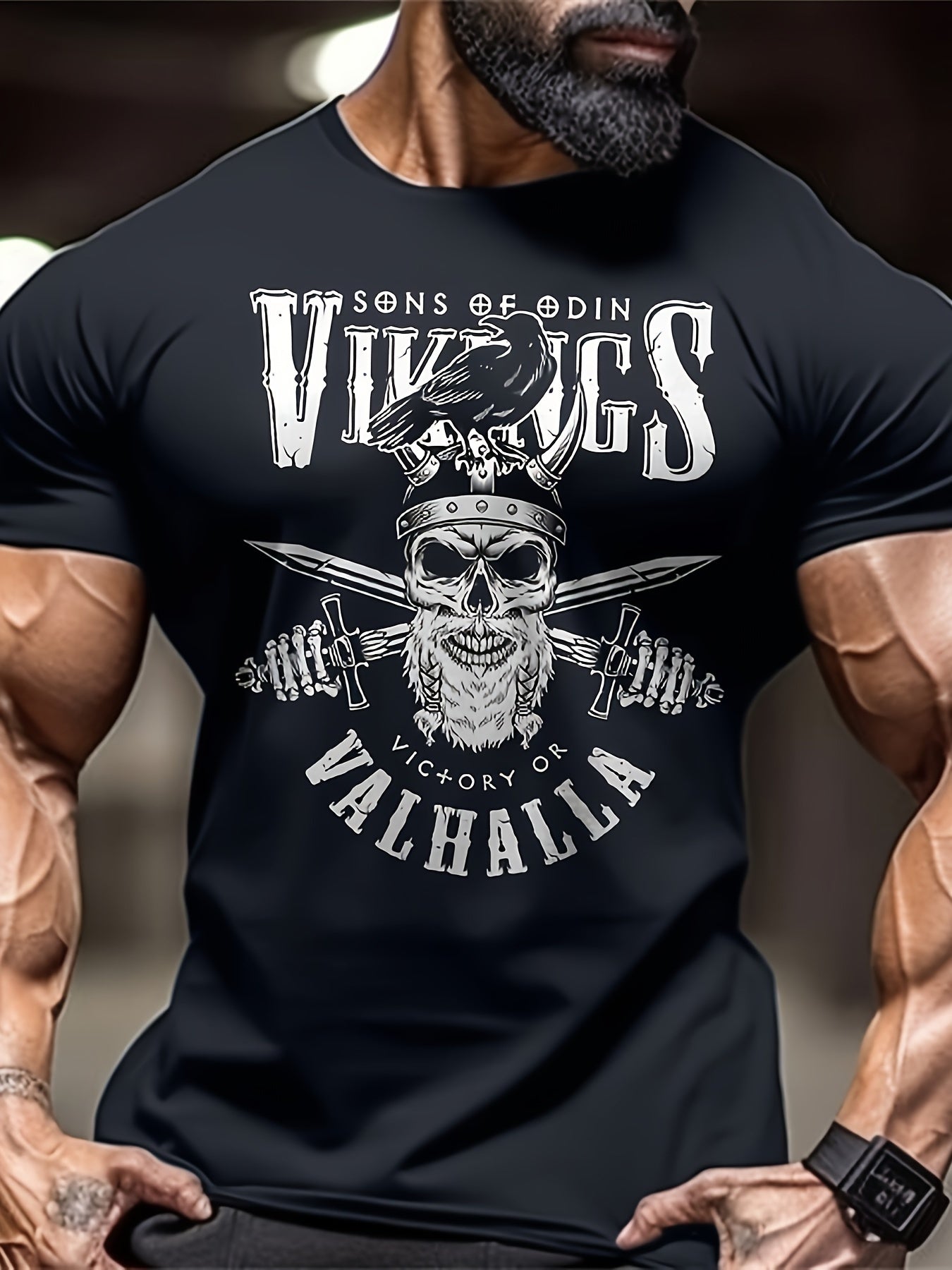Large Men's Skull Print T-shirt Suitable For Summer, Fashionable And Casual Short Sleeved T-shirt Apparel/Shirt/Graphic Shirt SNULLO https://www.cyberehub.com