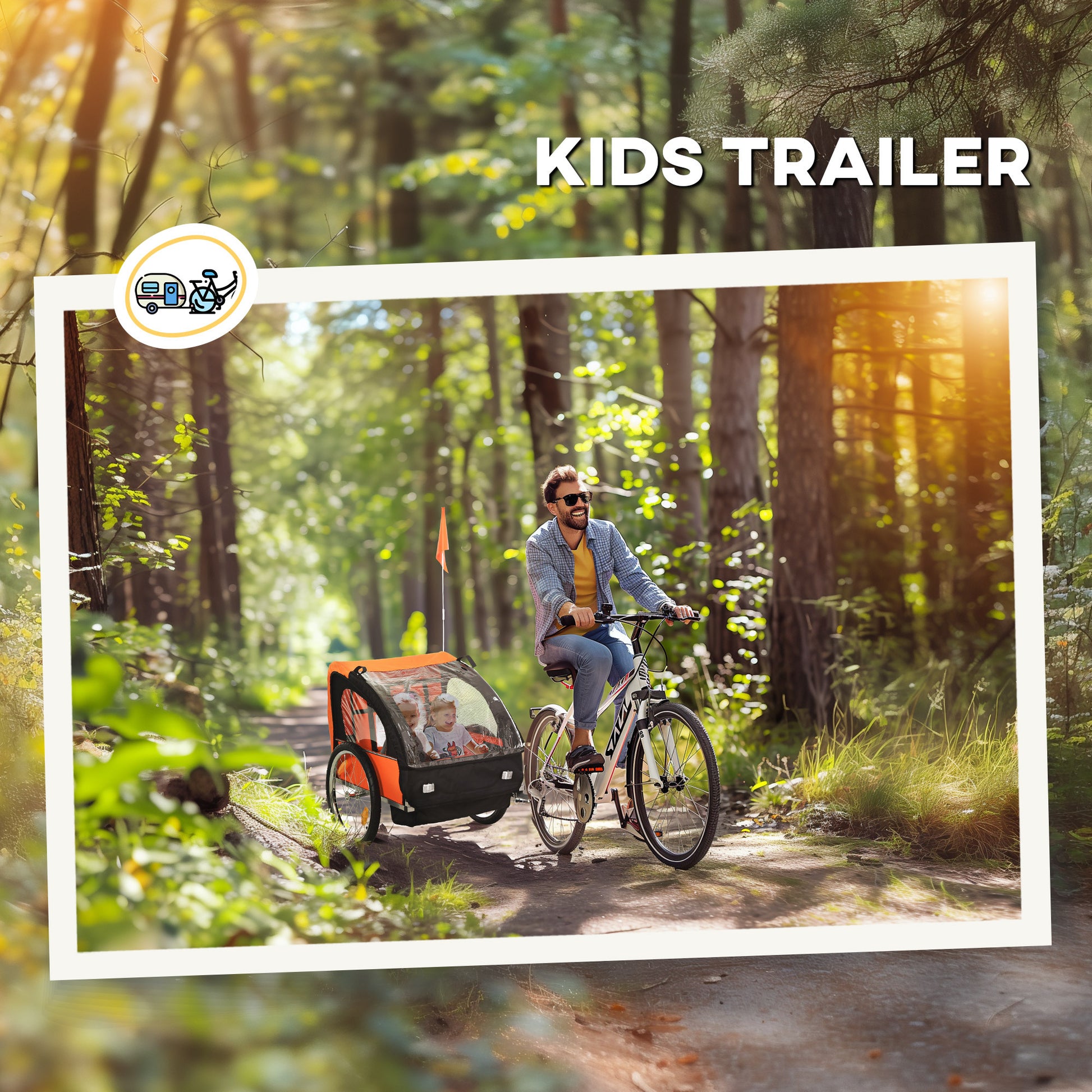 Aosom 2-Seat Child Bike Trailer for Kids with a Strong Steel Frame, 5-Point Safety Harnesses, & Comfortable Seat, Orange Car Giga GNJ Toys Walmart Giga https://www.cyberehub.com