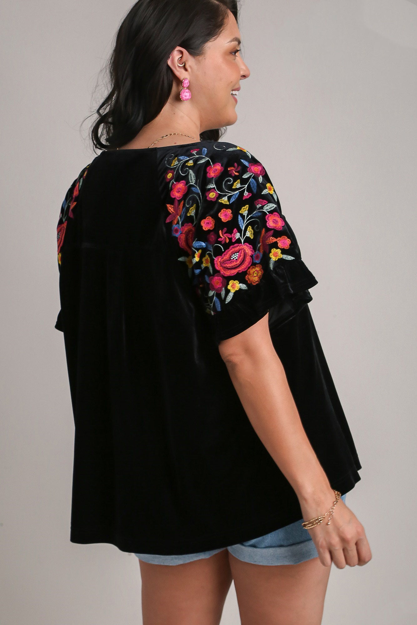 Umgee Full Size Velvet Embroidery Short Sleeve Blouse Apparel Apparel Ship from USA TikTok Trendsi Umgee USA Trendsi https://www.cyberehub.com