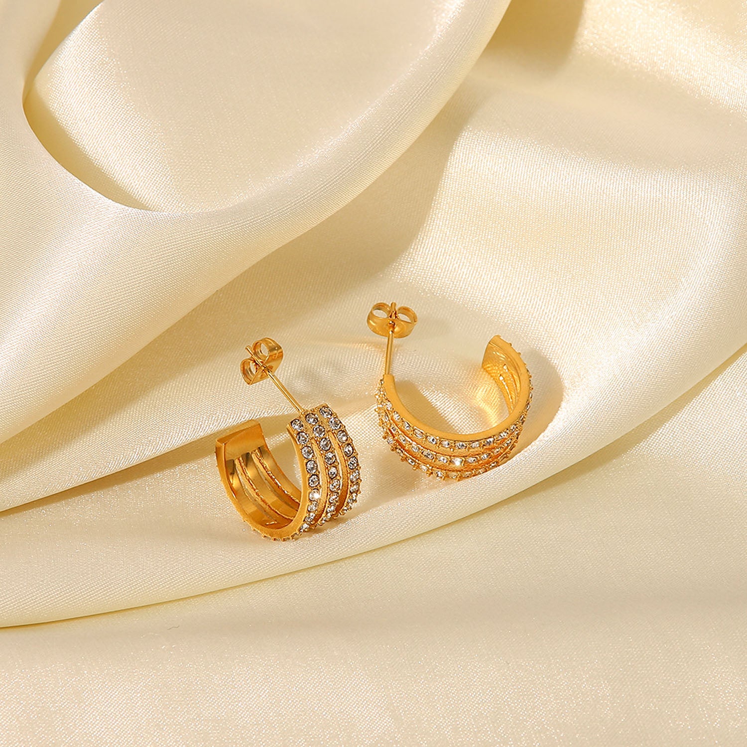 Stainless Steel Inlaid Zircon C-Hoop Earrings Jewelry Jack&Din Jewelry Ship from USA Walmart Trendsi https://www.cyberehub.com