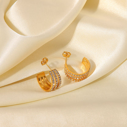 Stainless Steel Inlaid Zircon C-Hoop Earrings Jewelry Jack&Din Jewelry Ship from USA Walmart Trendsi https://www.cyberehub.com