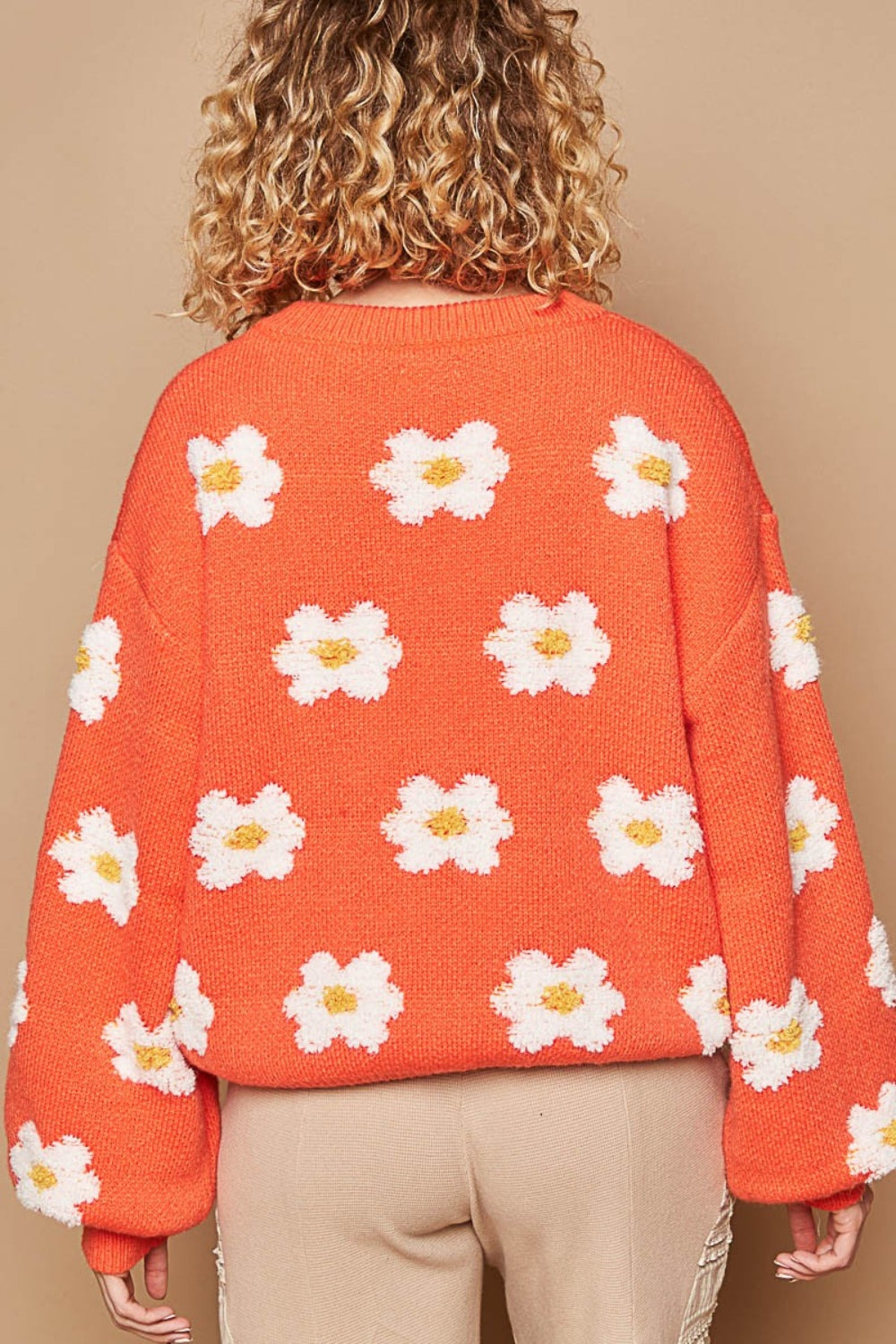 POL Daisy Pattern Drop Shoulder Sweater Shirt Apparel Clothing Tops POL Ship from USA Shirts USA Women Trendsi https://www.cyberehub.com