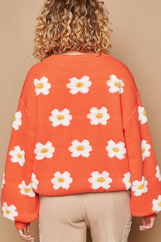 POL Daisy Pattern Drop Shoulder Sweater Shirt Apparel Clothing Tops POL Ship from USA Shirts USA Women Trendsi https://www.cyberehub.com