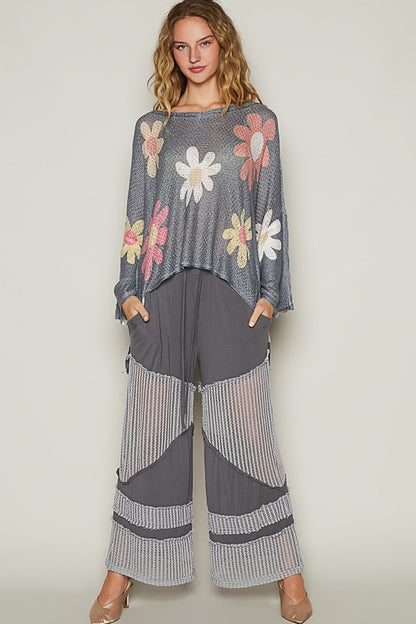POL Flower Dropped Shoulder Long Sleeve Knit Top Apparel Apparel POL Ship from USA TikTok Trendsi Trendsi https://www.cyberehub.com
