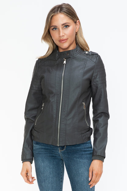 Snobbish PU Leather Biker Jacket with Side Zip Pockets Apparel Featured Ship from USA Snobbish Tiktok Trendsi USA USPS Walmart Trendsi https://www.cyberehub.com
