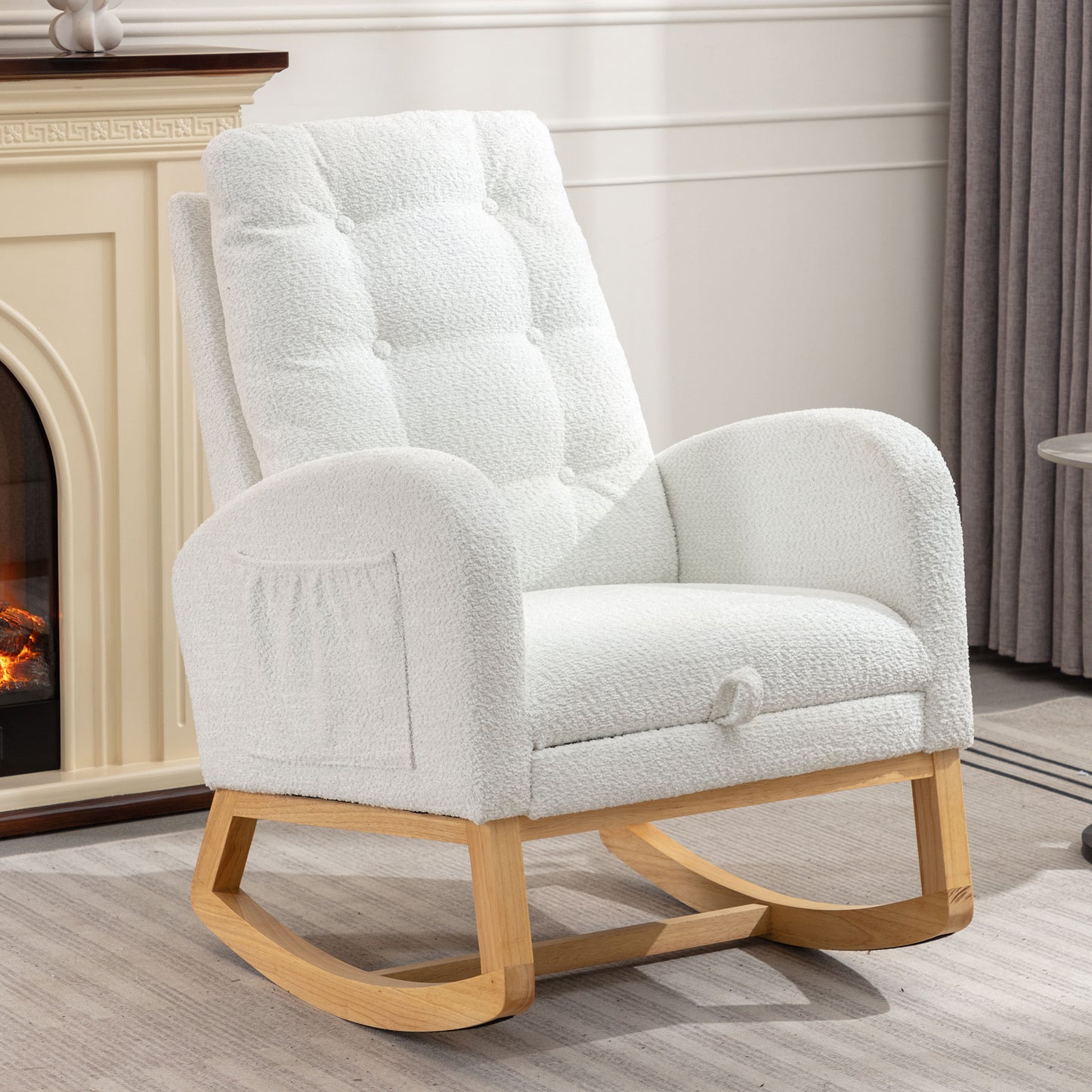 Accent Rocking Chair with Footrest High Back Rubber Wood Rocking Legs Bedroom Living Space 26.77D X 38.36W X 39.76H Inch Giga GNJ Home Home & Garden Walmart Giga https://www.cyberehub.com