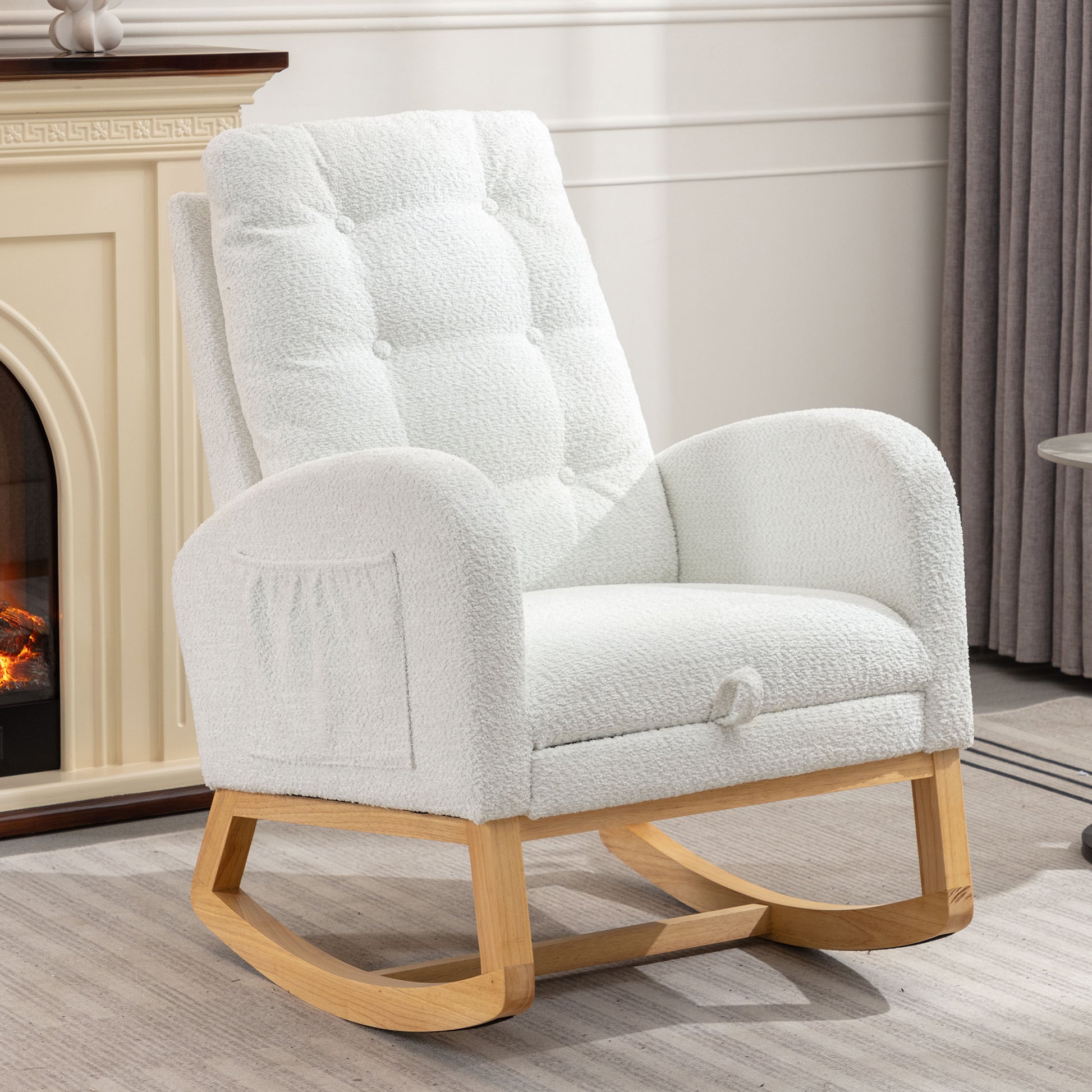 Accent Rocking Chair with Footrest High Back Rubber Wood Rocking Legs Bedroom Living Space 26.77D X 38.36W X 39.76H Inch Giga GNJ Home Home & Garden Walmart Giga https://www.cyberehub.com