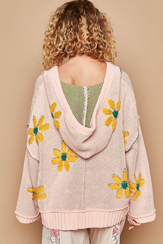 POL Floral Pattern Hooded High-Low Sweater Shirt Apparel Clothing Tops POL Ship from USA Shirts USA Women Trendsi https://www.cyberehub.com