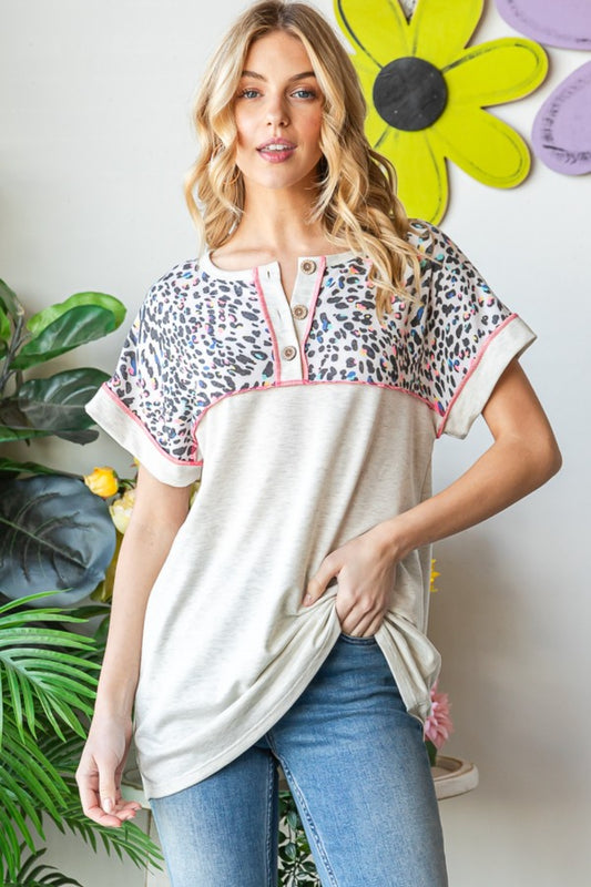 Heimish Full Size Exposed Seam Leopard Short Sleeve T-Shirt Oatmeal Apparel/Tops Heimish Ship from USA TikTok Tops Trendsi USPS Walmart Walmart Apparel Trendsi https://www.cyberehub.com