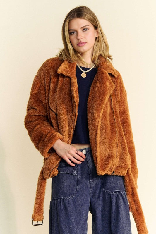 Davi & Dani Fuzzy Zip Up Collared Neck Jacket Apparel Apparel Davi & Dani Ship from USA TikTok Trendsi Trendsi https://www.cyberehub.com