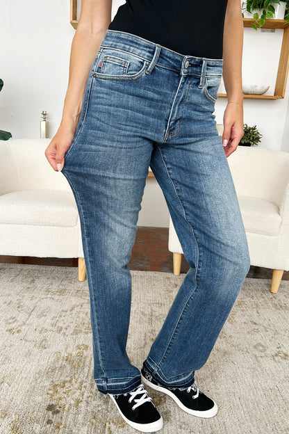 Judy Blue Full Size Mid Rise Release Hem Jeans Bottoms Bottoms Clothing Judy Blue Pants Ship from USA Women Trendsi https://www.cyberehub.com