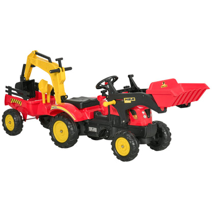 3 in1 Kids Ride On Excavator/Bulldozer, Pedal Car Digger Toy Move Forward/Back with 6 Wheels and Detachable Cargo Trailer Car Giga GNJ Toys Walmart Giga https://www.cyberehub.com