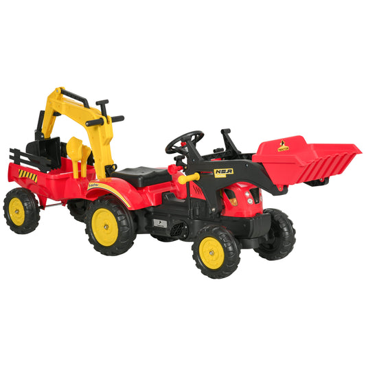 3 in1 Kids Ride On Excavator/Bulldozer, Pedal Car Digger Toy Move Forward/Back with 6 Wheels and Detachable Cargo Trailer Car Giga GNJ Toys Walmart Giga https://www.cyberehub.com