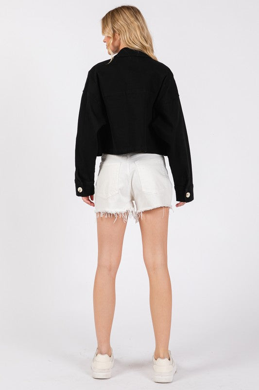 bytos Button Down Cropped Denim Jacket with Patch Pockets Apparel Apparel bytos Ship from USA TikTok Trendsi Trendsi https://www.cyberehub.com