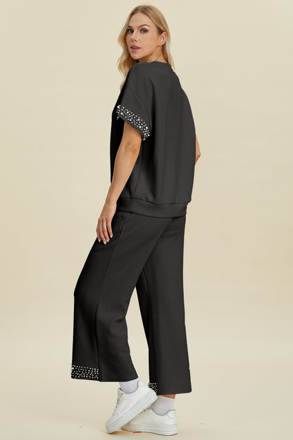 Double Take Full Size Pearl Detail Round Neck Top and Pants Set Tops/Jackets/Sweaters Clothing Tops Double Take Ship from USA TikTok Trendsi USPS Walmart Trendsi https://www.cyberehub.com