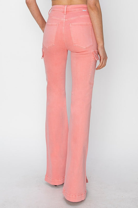 RISEN Full Size High Rise Side Slit Cargo Bootcut Jeans Bottoms Bottoms Clothing RISEN Ship from USA Women Trendsi https://www.cyberehub.com