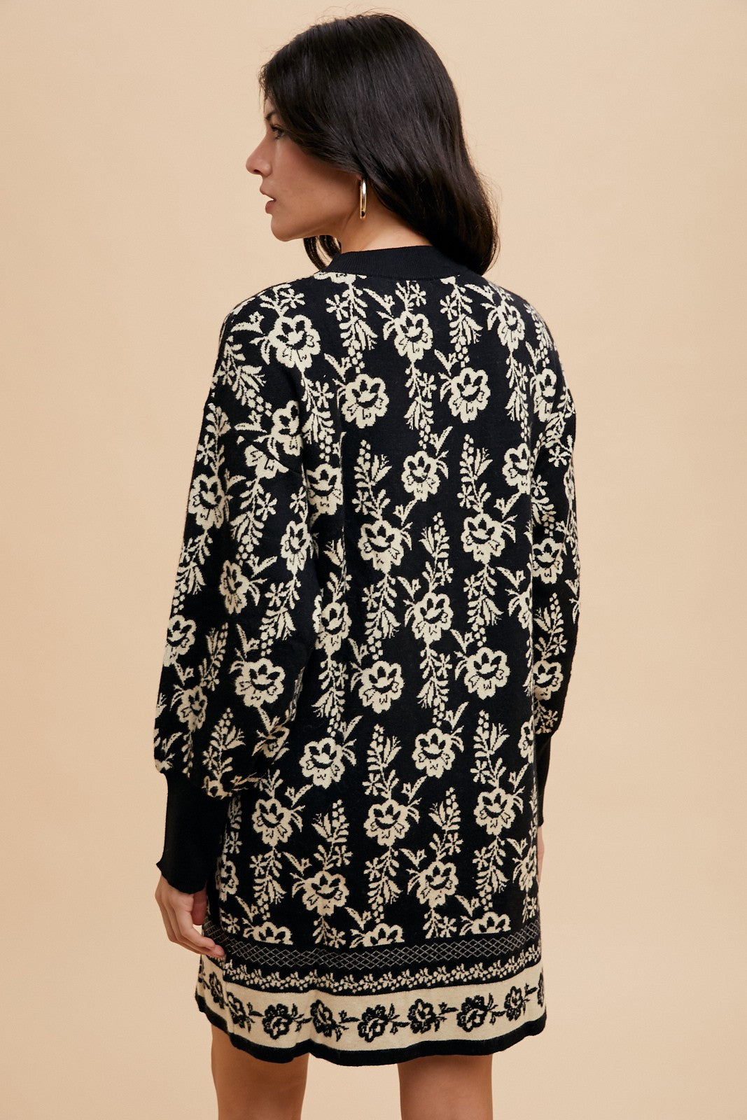 Annie Wear Floral Jacquard Round Neck Sweater Dress Apparel Annie Wear Apparel Ship from USA TikTok Trendsi Trendsi https://www.cyberehub.com