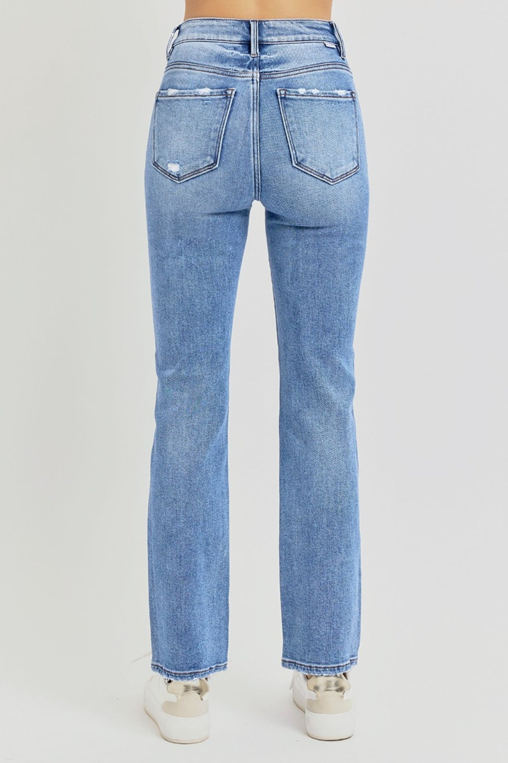 RISEN Full Size Distressed High-Rise Ankle Straight Jeans Bottoms Bottoms Clothing RISEN Ship from USA Women Trendsi https://www.cyberehub.com