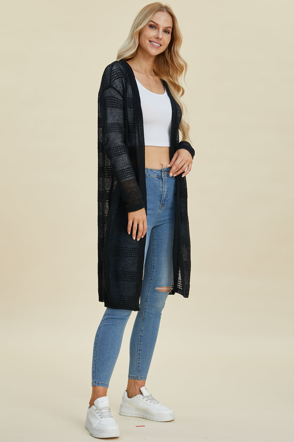 Double Take Full Size Open Front Longline Cardigan Shirt Apparel Clothing Tops Double Take Ship from USA Shirts USA Women Trendsi https://www.cyberehub.com
