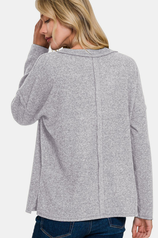Zenana Full Size Ribbed V-Neck Drop Shoulder Top Apparel/Tops Ship from USA TikTok Tops Trendsi USPS Walmart Walmart Apparel Zenana Trendsi https://www.cyberehub.com