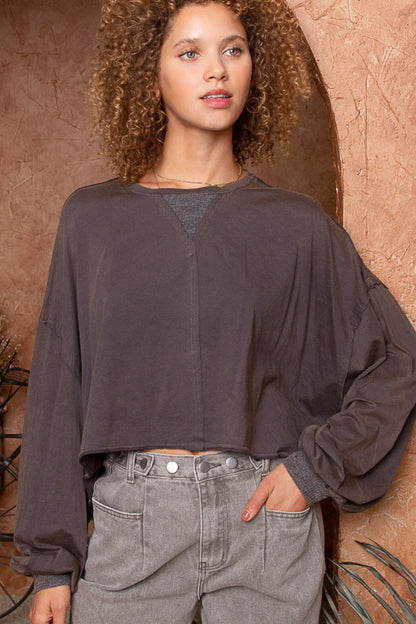 POL Cropped Long Sleeve Top Deep Charcoal Apparel/Tops POL Ship from USA TikTok Tops Trendsi USPS Walmart Walmart Apparel Trendsi https://www.cyberehub.com