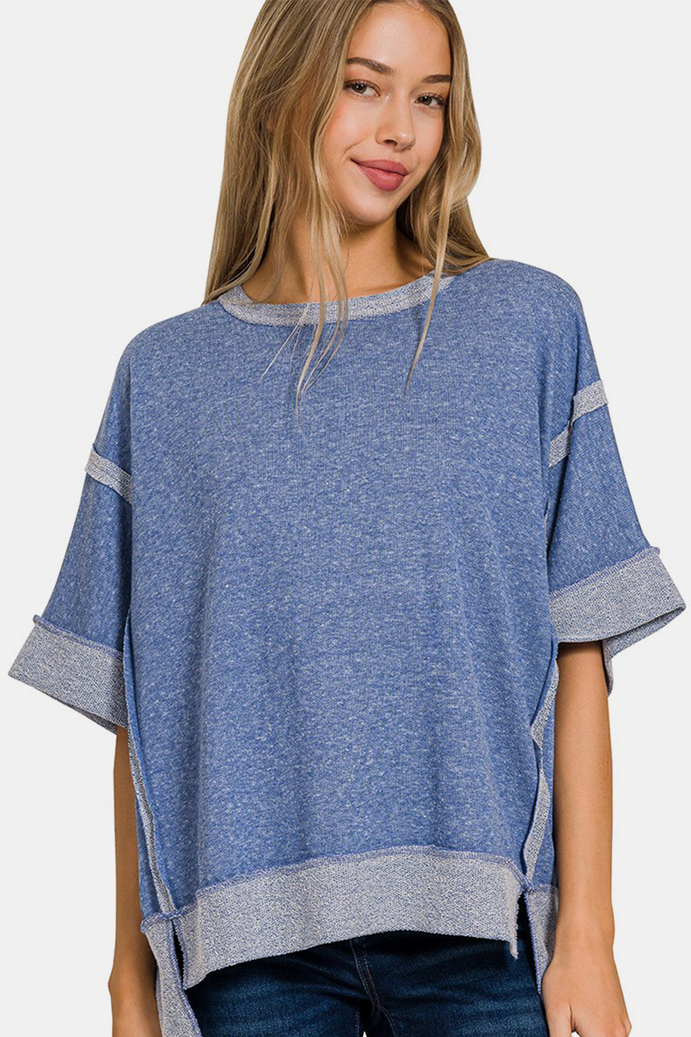 Zenana Contrast Trim Drop Shoulder T-Shirt Apparel/Tops Memorial Day Sale Ship from USA TikTok Tops Trendsi USPS Walmart Walmart Apparel Zenana Trendsi https://www.cyberehub.com